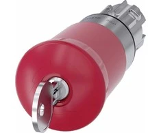Siemens Avarinis grybo mygtukas 22 mm apvalus blizgus metalinis raudonas 40 mm su SSG10 užraktu 3SU1050-1HR20-0AA0