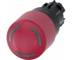 Siemens Avarinis grybo mygtukas, šviečiantis, 22 mm, apvalus, plastikinis, raudonas, 30 mm, užrakinamas, atrakinamas. pasukdami 3SU1001-1GB20-0AA0