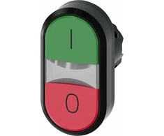 Siemens Dvigubas mygtukas 22 mm apvalus plastikinis žalias ir raudonas su plokščiais mygtukais 3SU1000-3AB42-0AK0