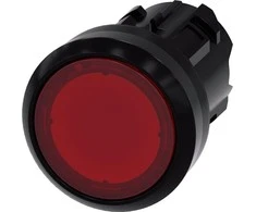 Siemens Apšviestas mygtukas 22 mm apvalus plastikinis raudonas plokščias su spyruokliniu grąžinimu 3SU1001-0AB20-0AA0