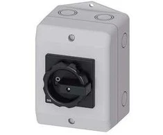 Siemens Pagrindinis jungiklis korpuse 3P 16A 7.5kW AC23A 400V pompiniai kontaktai 1Z 1R juoda rankenėlė 3LD2064-1GP51
