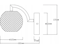 Sieninis šviestuvas Kinkiet Light Prestige Light Prestige Diamond LP-2202/1W GD kinkiet lampa ścienna modern kula ball 1x5W LED 3000/4000/6000K CCT auksinė/transparentny
