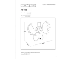 Lucide sieninis šviestuvas EXTRAVAGANZA MOOSE 47209/01/30 Lucide dizainerio LUMINAIRE sieninis šviestuvas dekoratyvinis briedis, juodas