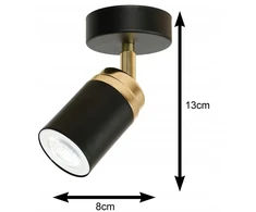 Sieninis šviestuvas Kinkiet Luminex Reno 5163 kinkiet lampa sufitowa spot 1x8W GU10 juoda auksinė