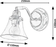 Sieninis šviestuvas Kinkiet Rabalux Szklana lampa ścienna Antoine industrial kinkiet do łazienki chrom