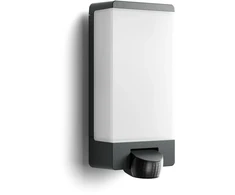 Sieninis šviestuvas Kinkiet Steinel Lampa elewacyjna su judesio jutikliu i zmierzchu Steinel L 14 S PIR max.60W E27 IP44 IK03 230V antracito / nerūdijantis plienas