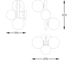 Sieninis šviestuvas Kinkiet Zumaline Kinkiet MOLECULE W0454-03U-F7AA Zuma Line