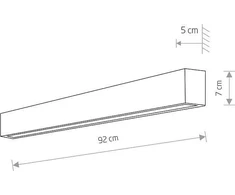 Sieninis šviestuvas Nowodvorski Metalinė sieninė juostelė „Straight Wall“ 7594 minimalistinė juoda