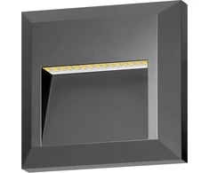 Sieninis šviestuvas Orno KIBO LED 1W, fasado šviestuvas, 80lm, IP65, 4000K, kvadratinis, pilkas