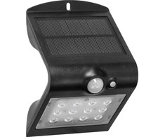 Sieninis šviestuvas Orno SILOE LED 1,5 W, saulės energija varomas šviestuvas su judesio jutikliu 120°, 190 lm, IP65, 4000 K, 1200 mAh, dvigubas šviesos šaltinis, juodas