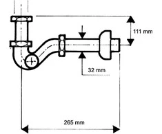 Sifonas McAlpine 5 / 4 "vamzdelis su chromo pusės valymu (225CB)