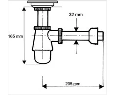 Sifonas McAlpine butelis 5 / 4 "DN32 mažas chromo (2020 + 255CB)