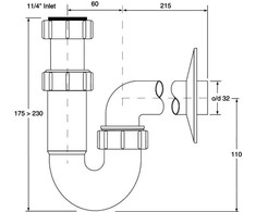 McAlpine vamzdinis sifonas 5/4'' DN32 baltas (HC4PF-32)