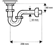 Sifonas McAlpine vamzdis 5 / 4 "DN32 chromas (215 + 255CB)