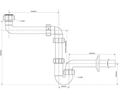 Sifonas McAlpine vamzdis 5 / 4 "DN32 su baltu plėtiniu (HC4PF- 32SPS)