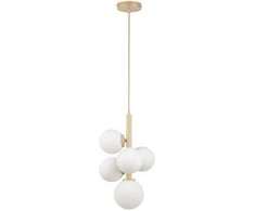 Pakabinamas šviestuvas Lampa wisząca Sigma Perla 33607 lampa wisząca zwis balta kule ball 5x12W G9 balta/smėlio sp.