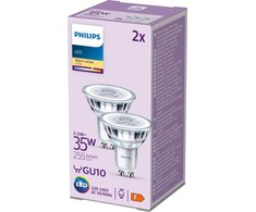 Signify „Philips“ klasikinė LED lemputė, 35 W, GU10, šiltai balta, 255 lm, sidabrinė, 2 vnt. pakuotėje