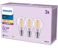 Signify Philips LED Classic lemputė 60W A60 E27 WW CL ND 3CT/4EC