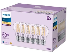 Signify Philips LED Classic lemputė 60W A60 E27 WW CL ND 6CT/4EC