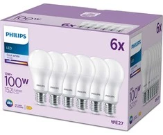 Signify Philips LED klasikinė lempa 100W E27 Kaltweiß 1521lm matinė 6er P