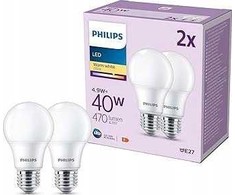 Signify „Philips“ LED klasikinė lempa 40 W E27 šiltai balta 470 lm matinė 2 vnt. pakuotėje
