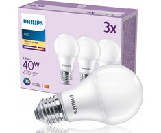 Signify „Philips“ LED klasikinė lempa 40W E27 šiltai balta 470lm matinė 3 vnt. pakuotėje