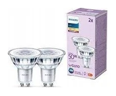 Signify „Philips“ LED klasikinė lempa 50 W GU10 šiltai balta 355 lm sidabrinė 2 vnt. pakuotėje