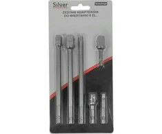Silver Adapterių suktukams rink.6d.1/4"Hex(M), 3/8(M),1/2(M)išorė L-50mm,l-150mm