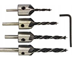 Grąžtas SILVER Sidabrinis WIERTŁA DO DREWNA Z POGŁĘBIACZEM 3-6mm 5szt.