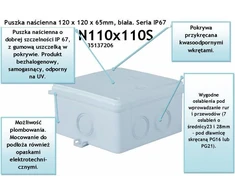 Simet Box n / t hermetiškas tuščiasis bandinys 112 x 112 x 63mm IP67 balta N110 x 110S (35137206)