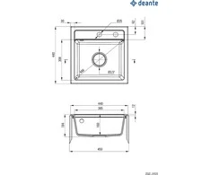 Deante granitinė virtuvinė plautuvė Deante Zorba ZQZ G103, Metallic graphite