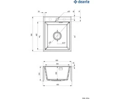 Deante granitinė virtuvinė plautuvė Deante Eridan ZQE G104, Metallic graphite