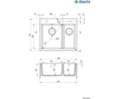 Deante granitinė virtuvinė plautuvė Deante Eridan, ZQE_S503, Metallic pilkas