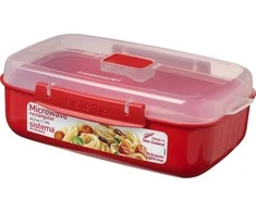 Sistema Stačiakampė mikrobangų krosnelėje šildoma priešpiečių dėžutė, 1,25 l, raudona