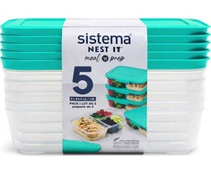 Sistema Nest-It maisto laikymo konteineriai - komplektas 5 vnt (Aqua)