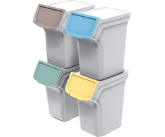 Prosperplast Kosze STACKBOX Q SET šiukšliadėžės - uosio spalvos, 20 l. Keden