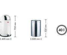 Šiukšliadėžė Wesco Šiukšliadėžė 40l KickBoy juoda WESCO