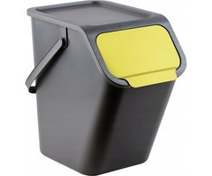 Šiukšliadėžė BINI, 25 l, juoda, geltona