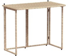 Sulankstomas sodo stalas, smėlio spalvos, 90x51x75 cm, polirotanas
