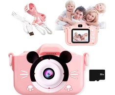 SKAITMENINĖ KAMEROS VAIKAMS MILKY Rožinis MOUSE + ŽAIDIMAI