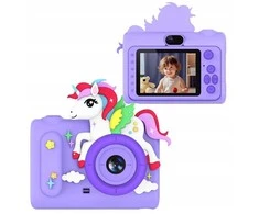 Skaitmeninis fotoaparatas 40mp HD kamera su objektyvu, asmenukių darymas vaikams, MP3 žaidimai / Xrec H05 / Purpurinis vienaragis