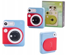 Skaitmeninis fotoaparatas Impossible Aparat 5MP Wydruk Zdjeć su Telefonu Kolor 3PASS Bluetooth + Wkłady / HANIN M6 / Mėlynai - Raudona