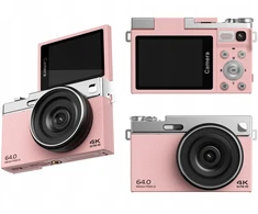 Skaitmeninis fotoaparatas Xrec Aparat Skaitmeninis 64mp / 4k / 16x Zoom / Obrotowy Ekran Lcd 2,88" / Xrec C77 / Rožinė