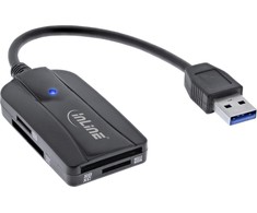 Skaitytojas InLine ® USB 3.1 USB-A kortelių skaitytuvas, skirtas SD / SDHC / SDXC, Micro SD, UDS- II suderinamiems