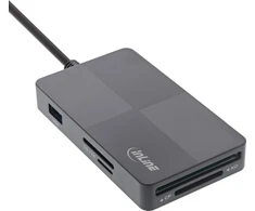 „Skaitytuvas InLine® USB 3.2 Multi Cardreader Hub“, SD/TF/MS/XD/CF, 3 prievadų USB-A, dvigubas