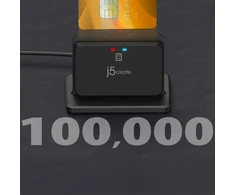 „j5create JUR261 USB™“ išmaniųjų kortelių / CAC skaitytuvo stovas, USB A tipo / USB C tipo, juodas, 95 g