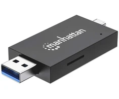 Skaitytuvas Manhattan Skaitytuvas kart USB 3.2 Gen 1 (3.1 Gen 1) Type-A/Type-C Juodas, Permatomas