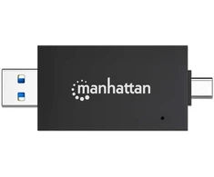 Skaitytuvas Manhattan Skaitytuvas kart USB 3.2 Gen 1 (3.1 Gen 1) Type-A/Type-C Juodas, Permatomas