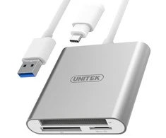 UNITEK Y-9313D Unitek USB3.0 į Multi-In-One Aliuminio kortelių skaitytuvą (su USB Type-C adapteriu)