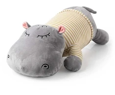 Skleplolki „Trusty Plush Toys“, didelis pliušinis žaislas, 3 viename pagalvė su antklode, pilkas hipopotamas (TR-K02)
